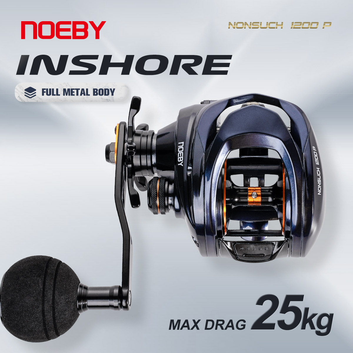 Spincast Reel - รอกเบทคาสติ้ง Noeby Inshore สำหรับตกปลาชายฝั่ง แรงต้านสูงสุด 25