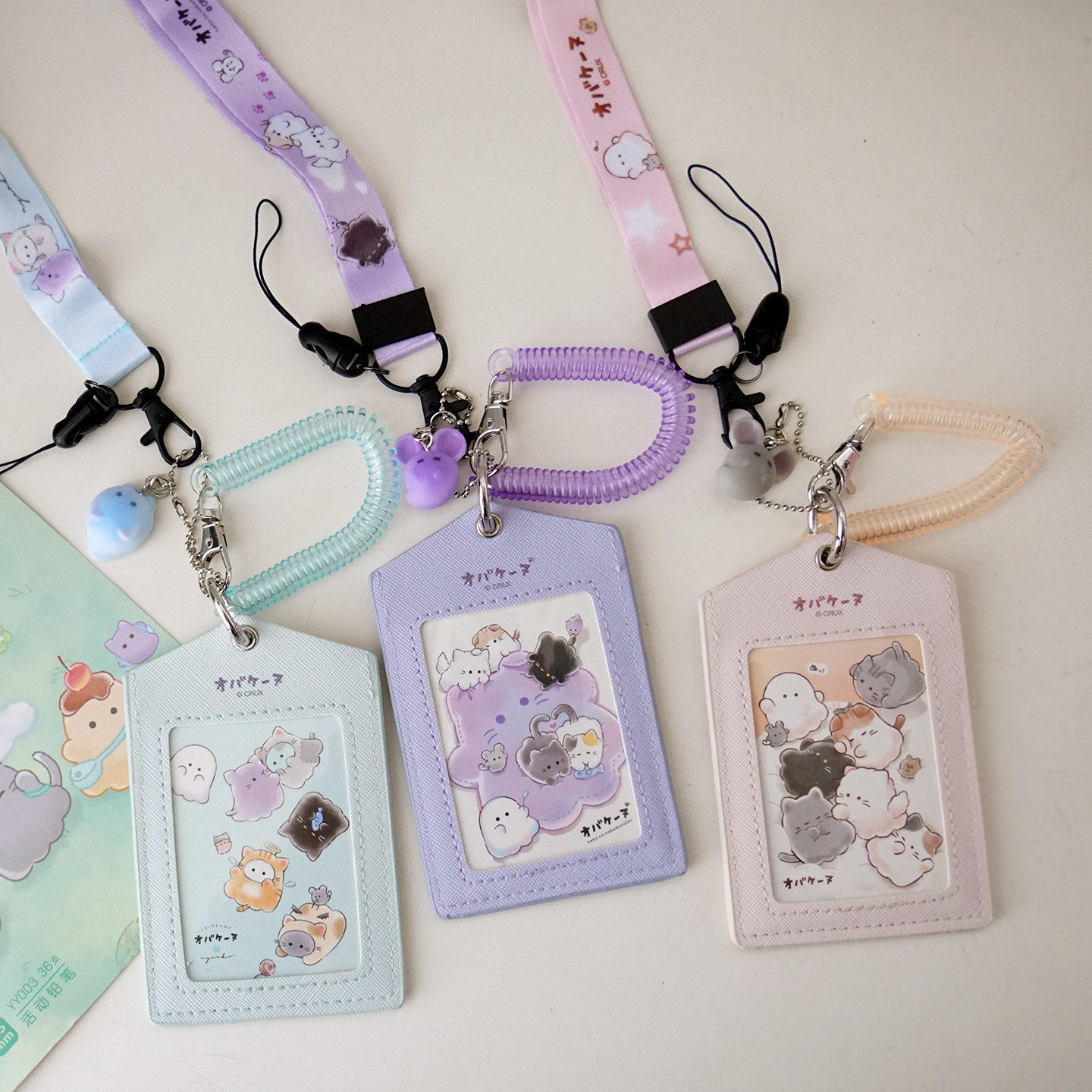 Reel Cover - ที่ใส่บัตรลายการ์ตูนแมวน่ารัก พร้อมสายคล้องคอแบบดึงกลับได้ สำหรับใส่บัตรประชาชน บัตรโดยสาร ของขวัญสำหรับนักเรียน